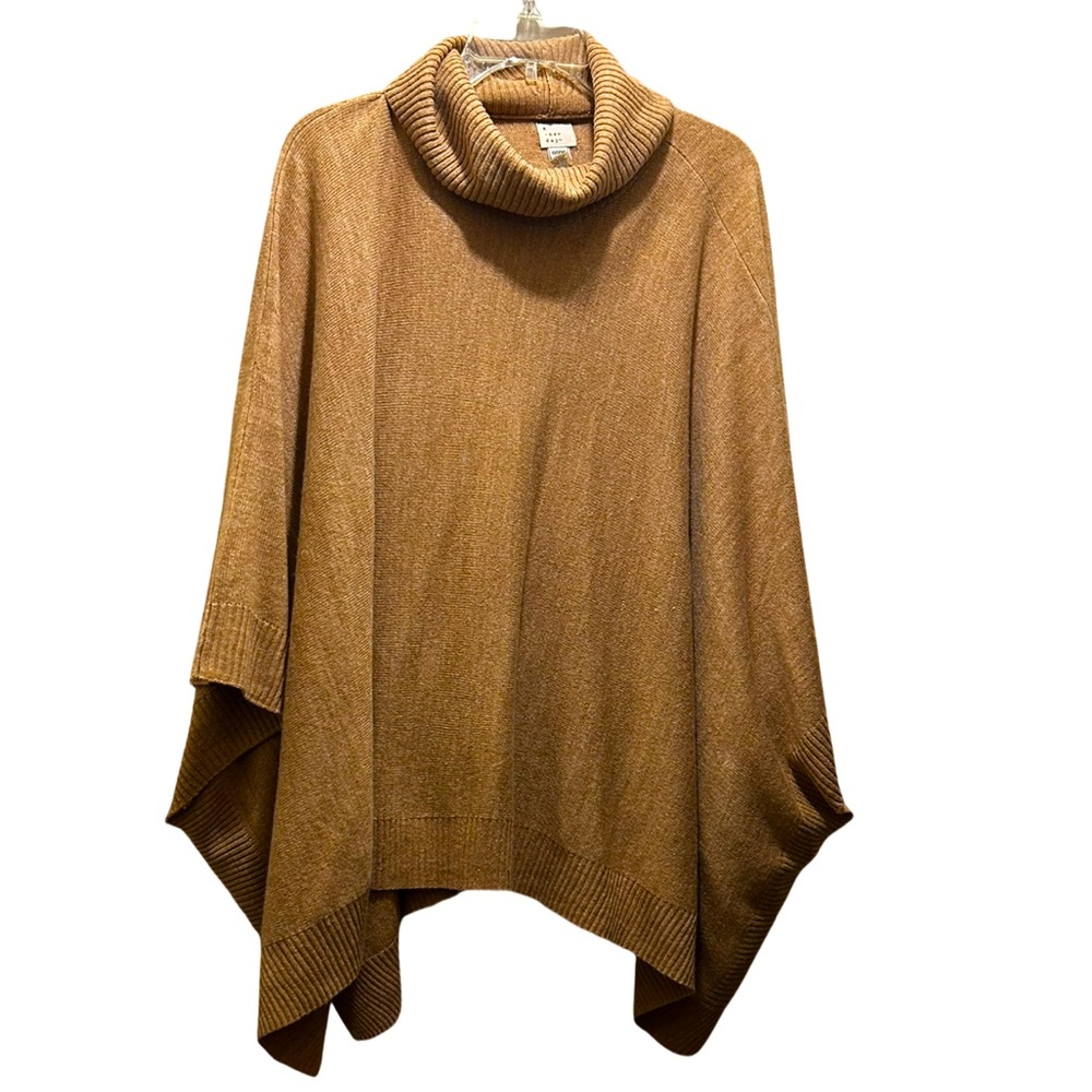 A New Day Camel Color Poncho with Sleeves. Sz One Size Fits Most.